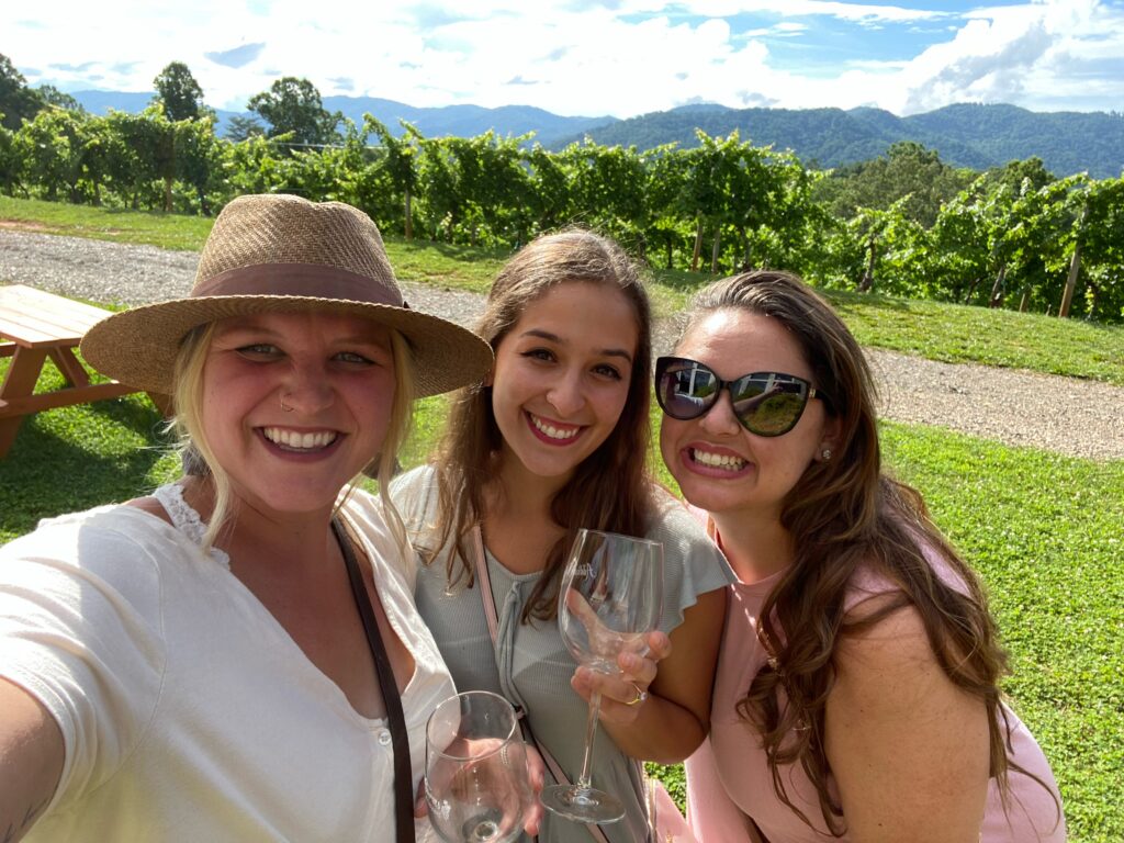 Madi, Lindsay, and their friend Megan at Addison Farms Winery. 