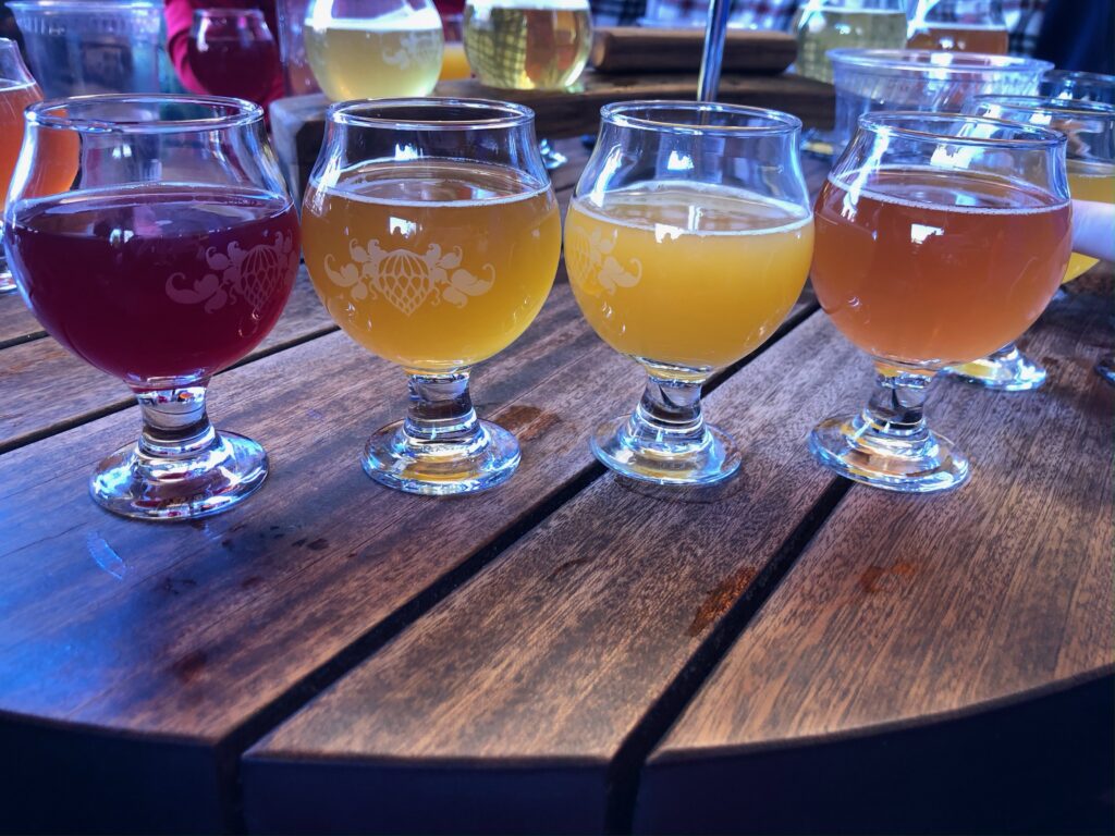 A flight of sour beers at Funkatorium in downtown Asheville. 