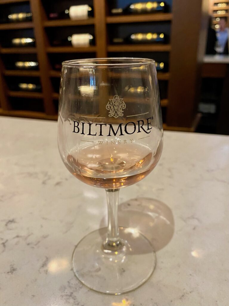 Biltmore wine glass with rose.